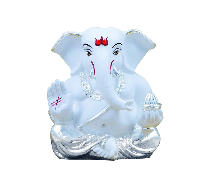 Elegant Mini Silver Plated Ganesha Idol