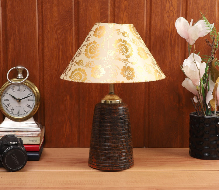 Beige Fabric and Terracotta Table Lamp