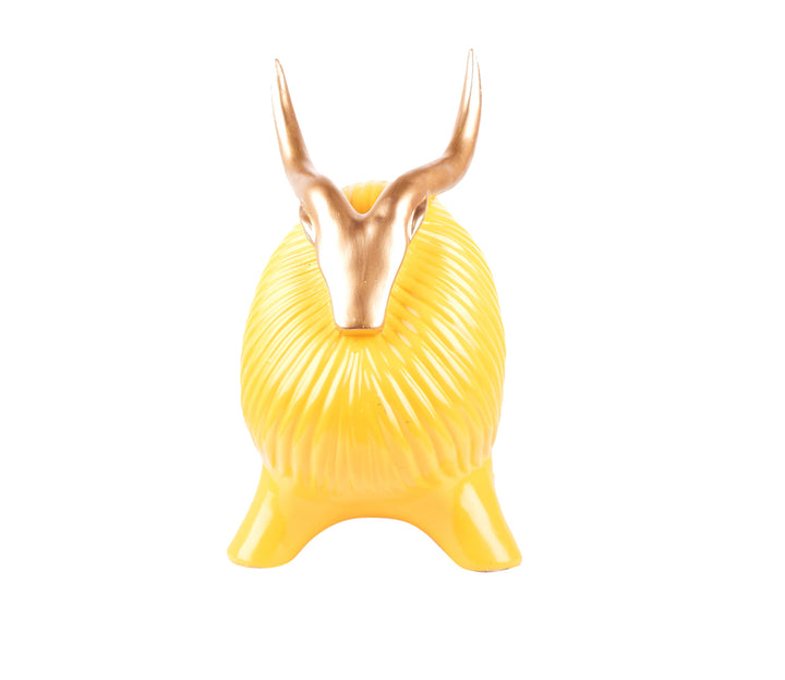 Yellow Bull Art Figurine - Polyresin, Elegant Design | Elegant Polyresin Bull Art Figurine (Yellow)