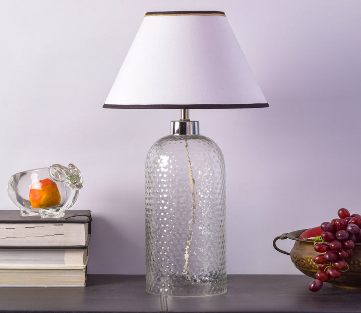 Dotted Glass Table Lamp with White Shade