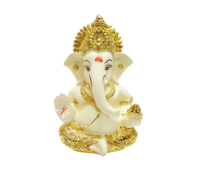 Captivating Small Gold-Plated Mukut Ganesha Showpiece