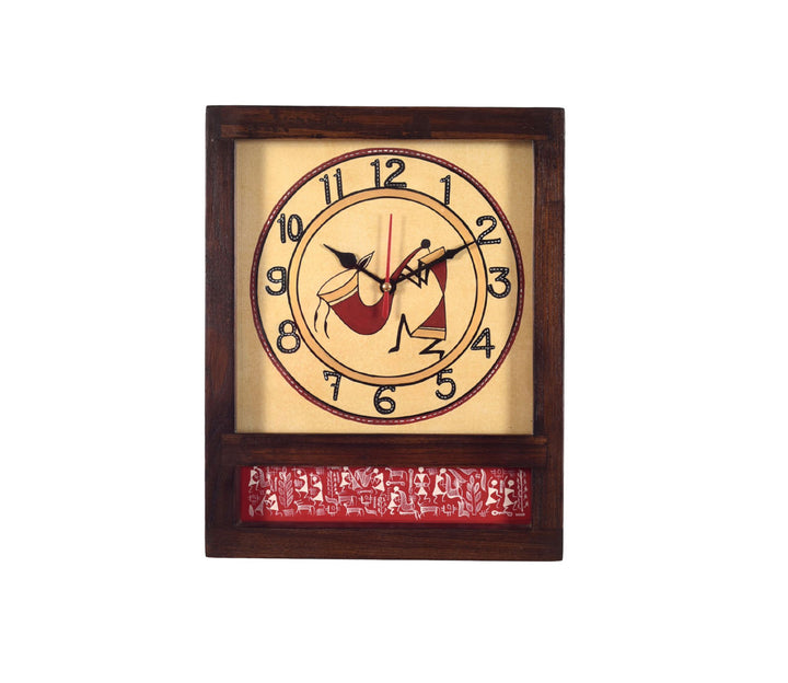 Warli Musician Hand-Painted Wall Clock