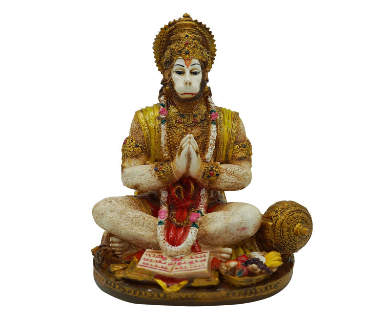 Decorative Hand-Painted Marble Figurine in Meditative Pose