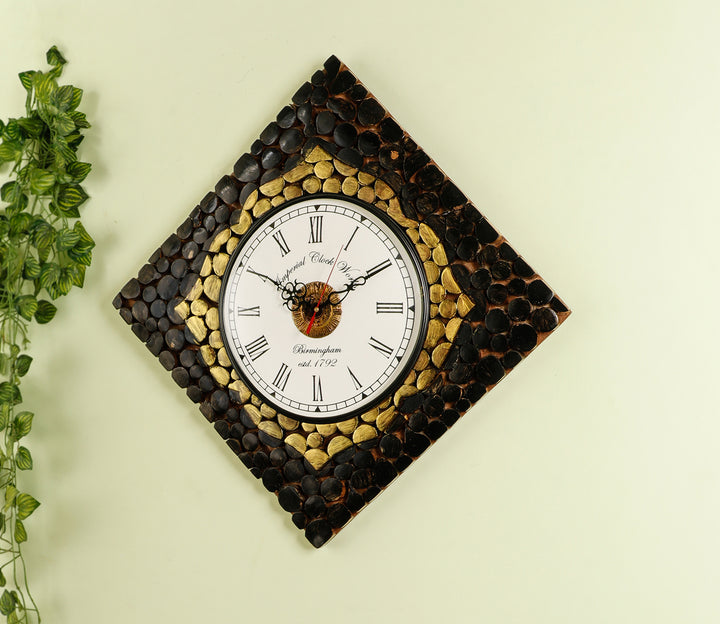 Black Wooden Diamond Wall Clock