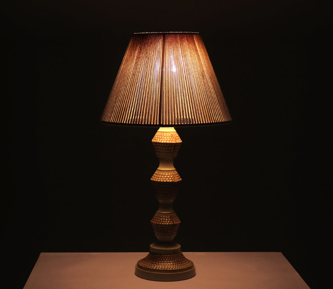 Metal Table Lamp with Carved Design
