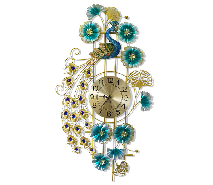 Designer Multicolor Peacock Metal Wall Clock