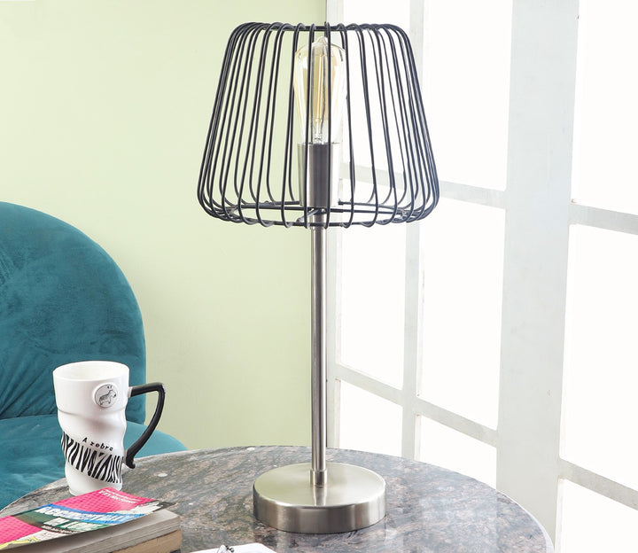 Confined Bulb Table Lamp with Pewter Finish