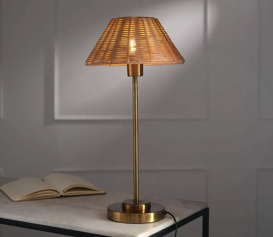 Metal and Natural Rattan Table Lamp (Large)