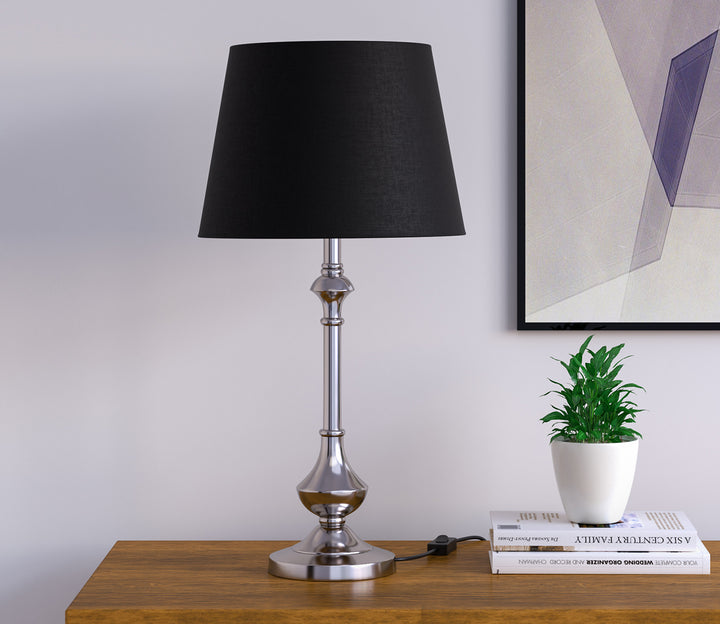 Silver Aluminum Table Lamp with Black Shade