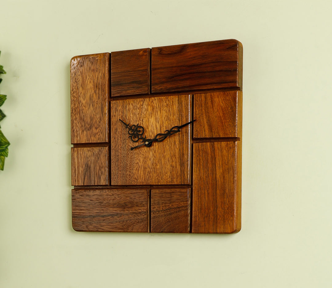 Minimalist Natural Wood Square Wall Clock