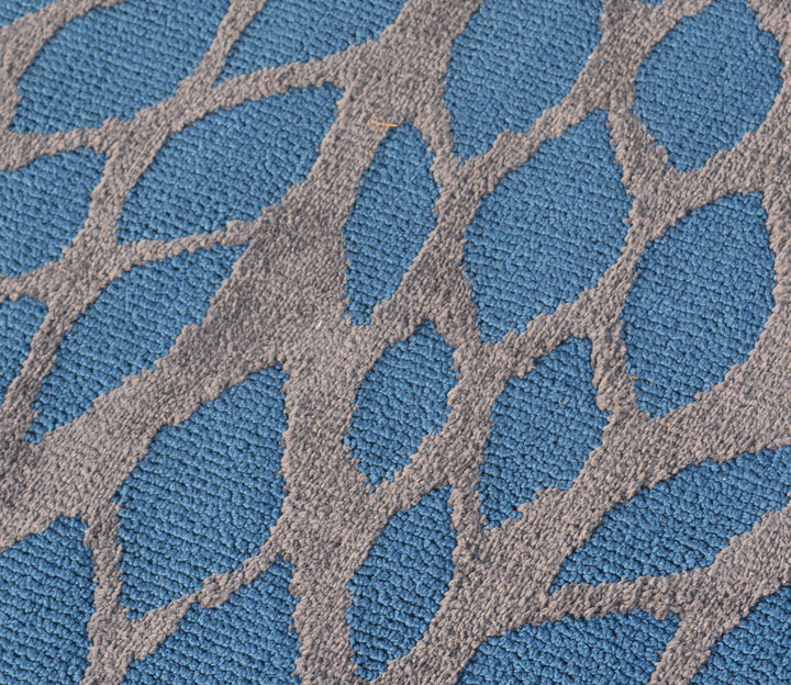 Blue Abstract Polyester Floor Runner