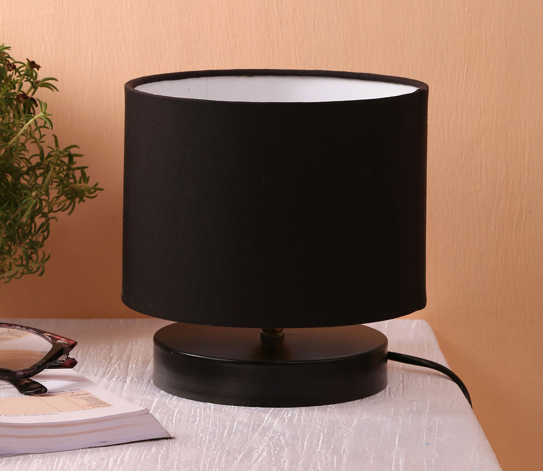 Mini Table Lamp with Black Fabric Shade