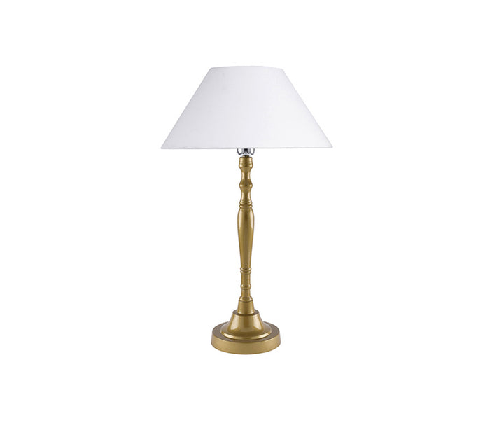 Modern Gold Brushed Table Lamp with White Cone Shade