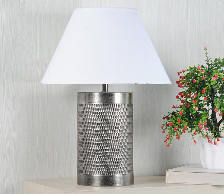 Ohagun White Table Lamp (Carved Metal)