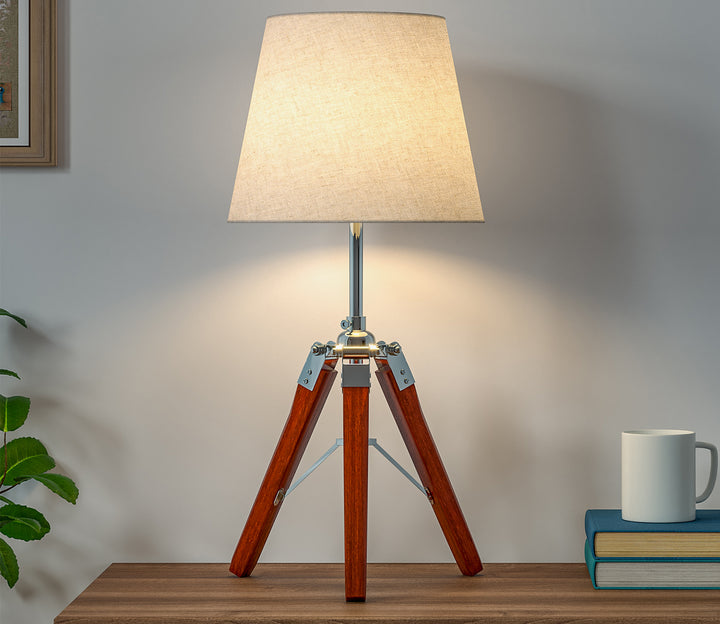 Tripod Table Lamp with Off-White Lampshade (48.3 cm H)