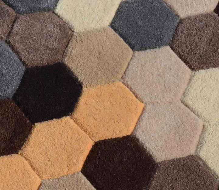 Brown Geometric Hand-Tufted Wool Floor Runner