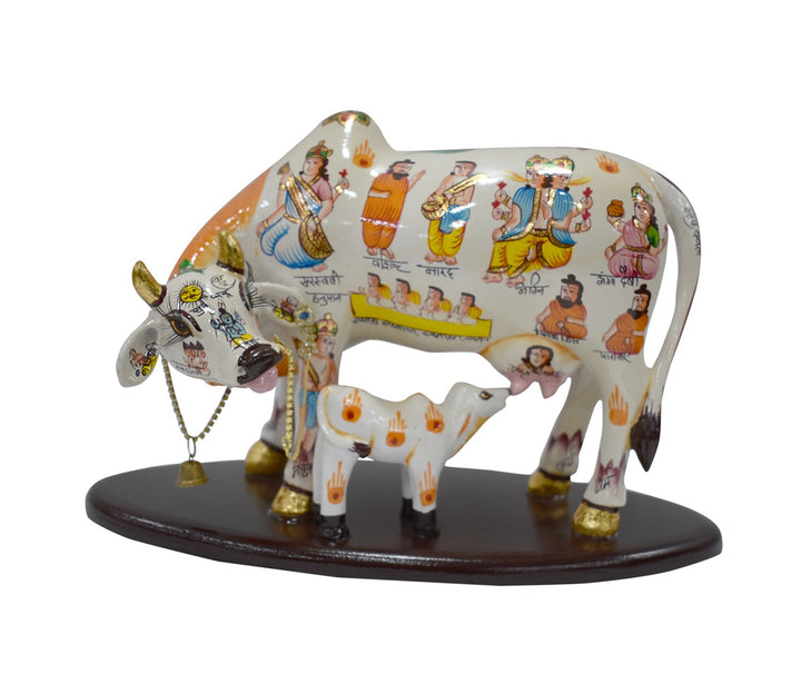 Majestic Multicolor Handpainted Marble Nandi Statue