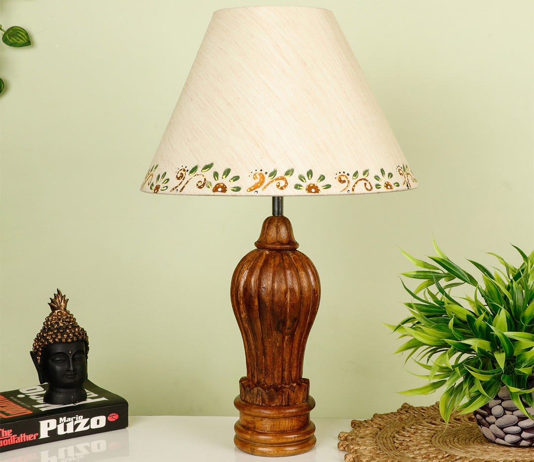 Hand-Carved Wood Table Lamp (Large)