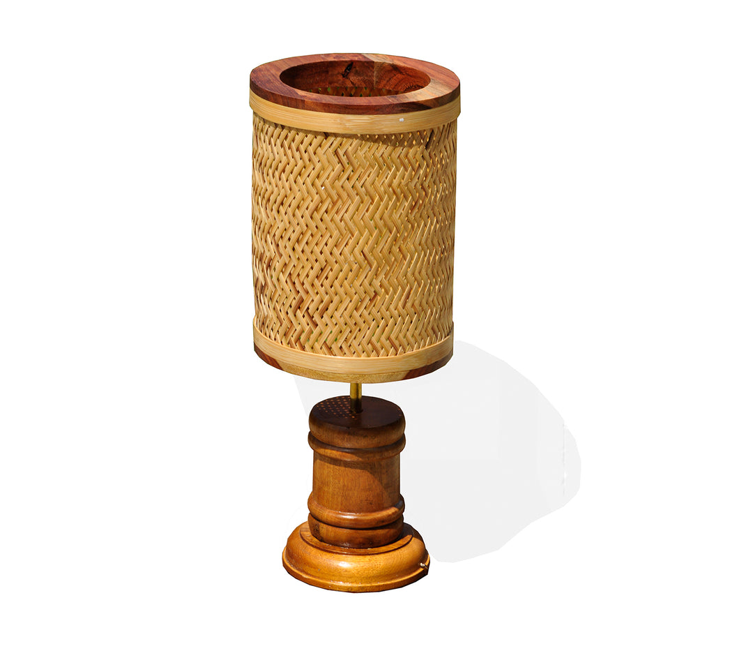 Bohemian Bamboo Table Lamp with Warm Light