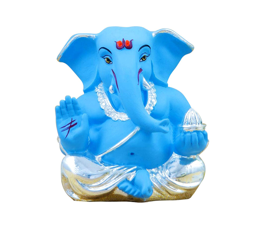 Captivating Mini Ganesha Idol in Silver and Blue
