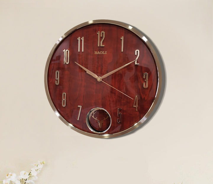 Modern Red Reindeer Pendulum Wall Clock