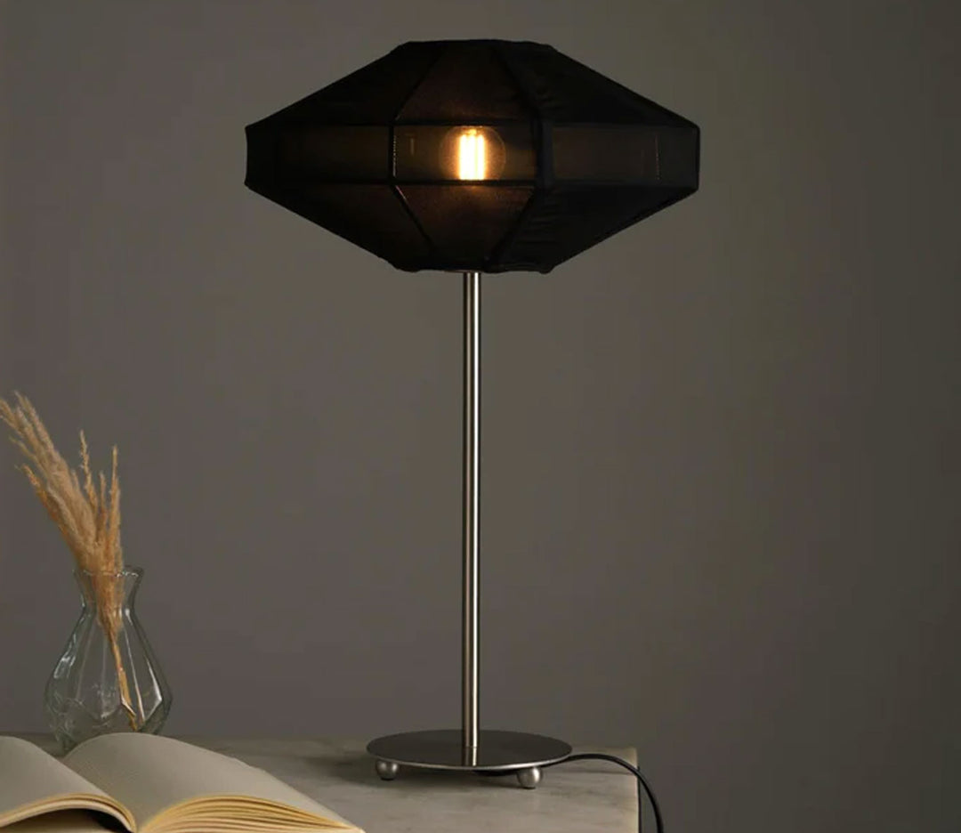 Black Chiffon Lampshade Metal Table Lamp