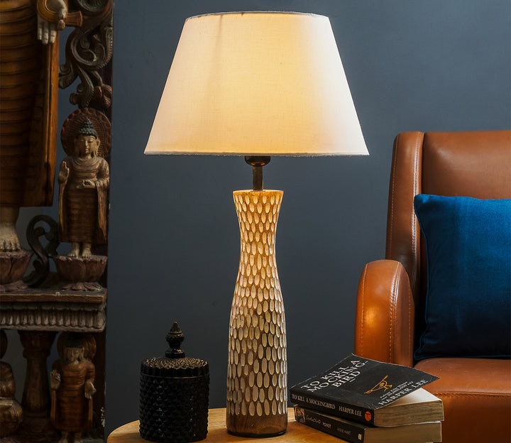 White Textured Table Lamp