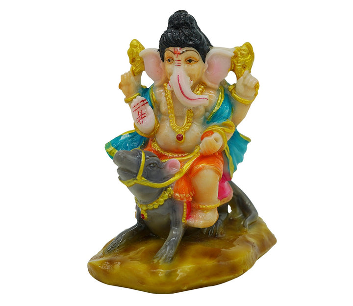 Captivating Handpainted Lord Ganesha with Mooshak Idol