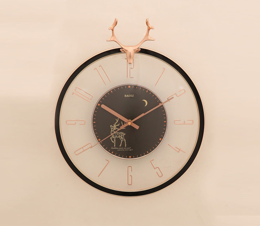 Transparent Black Reindeer Wall Clock