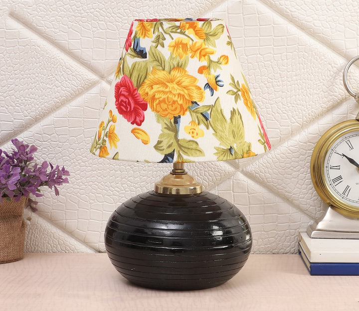 Floral Shade Round Terracotta Table Lamp