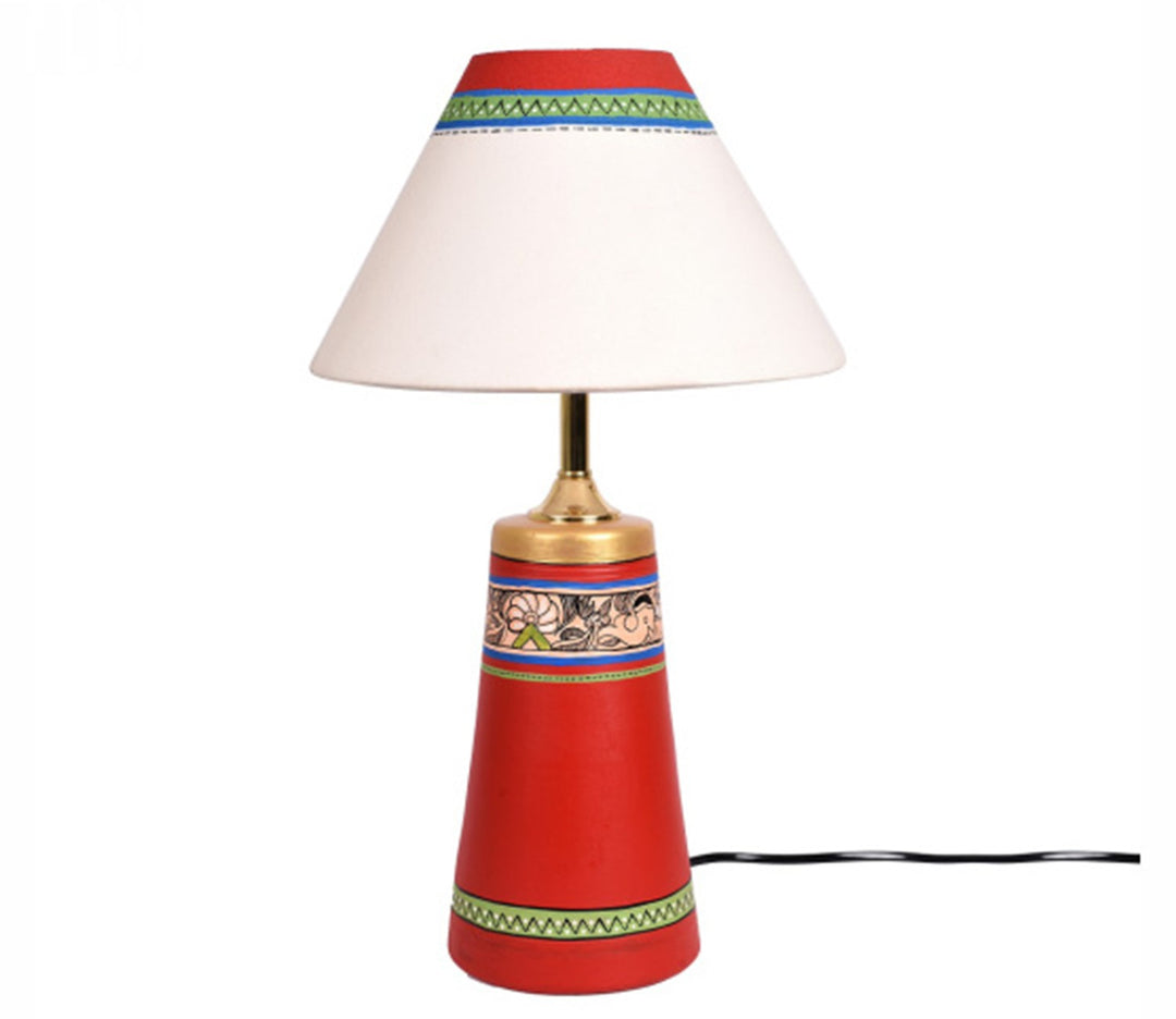 Red Handcrafted Terracotta Table Lamp