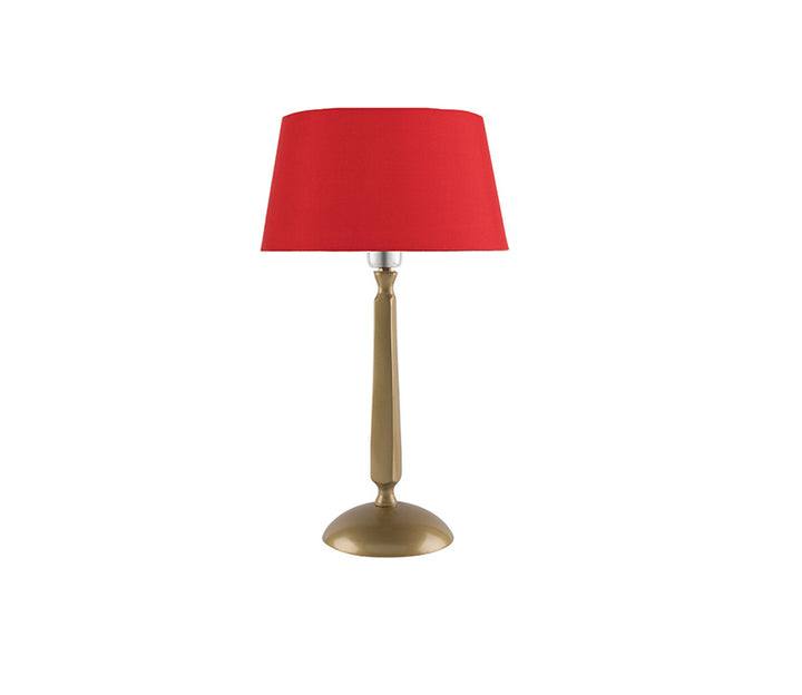 Red Brushed Table Lamp with White Shade