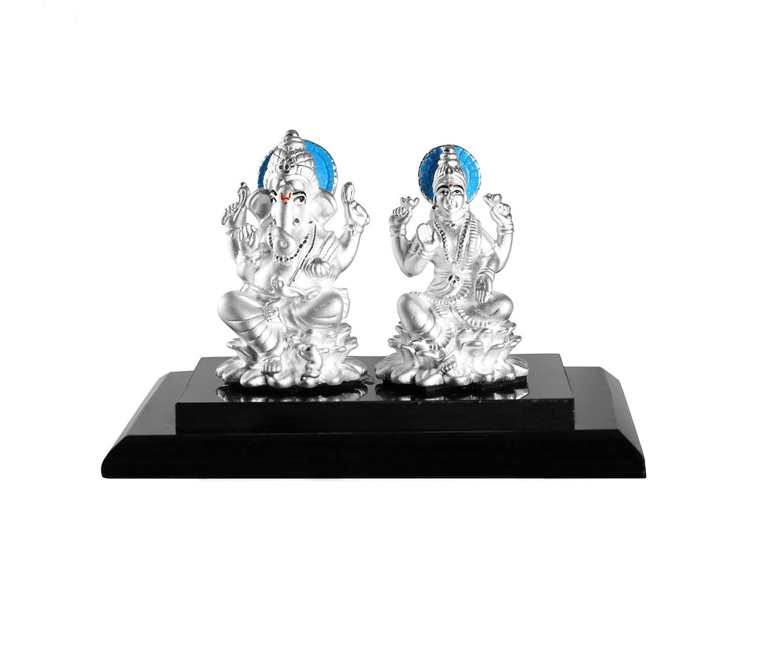 Exquisite Antique Pure Silver Ganesh Lakshmi Idols