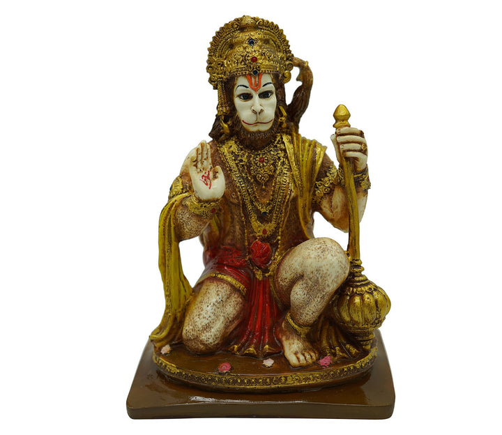 Handpainted Lord Hanuman Blessing Marble Statue