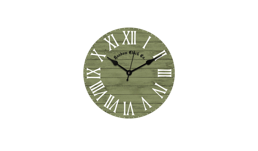 Rustic Green Wooden Wall Clock 12-Inch