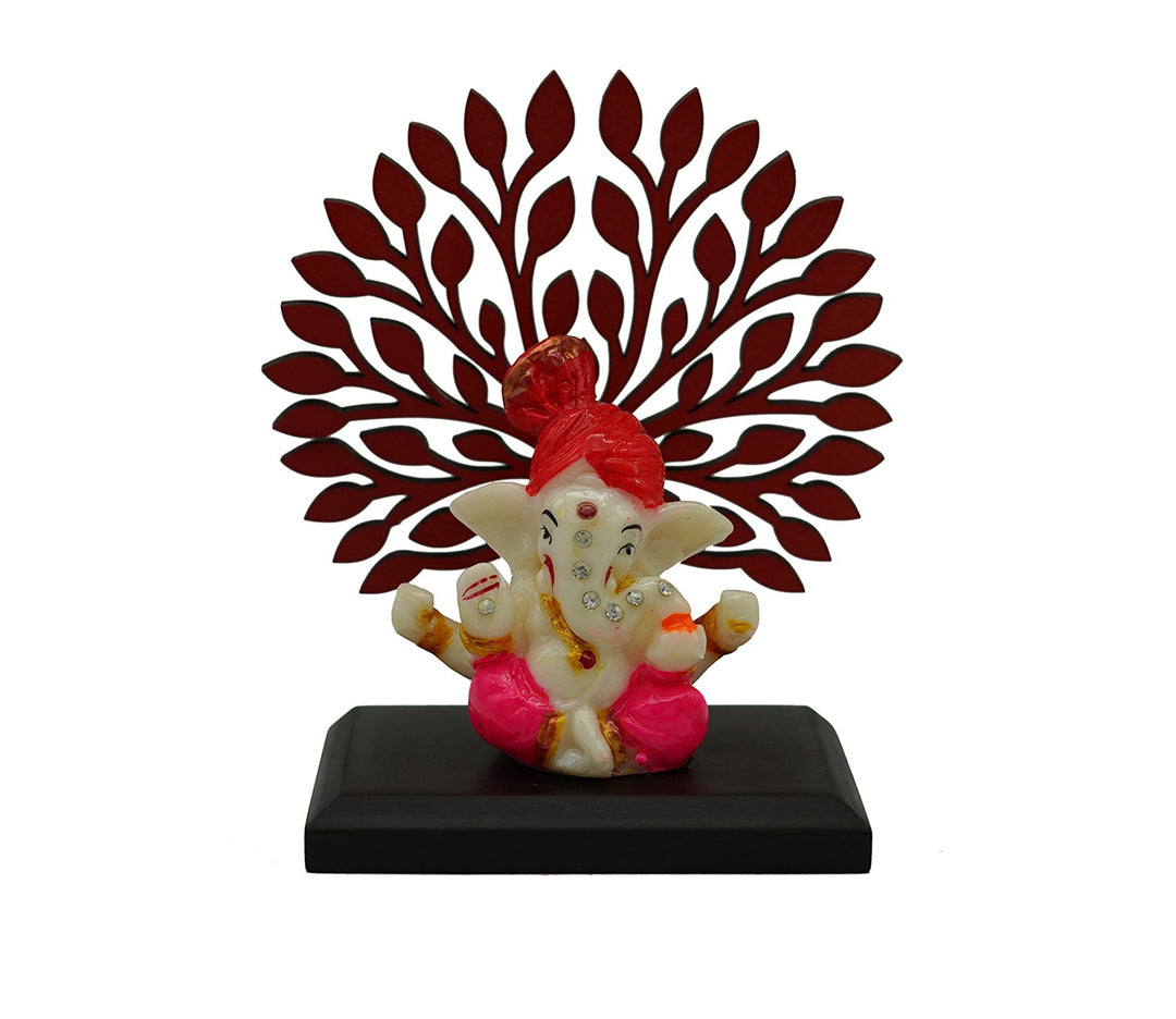 Decorative Figurine with Wooden Accent