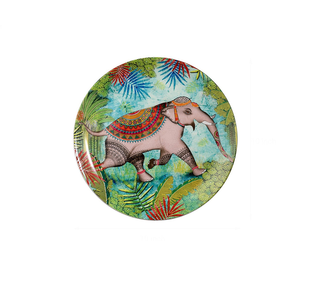 Multicolor Elephant Ceramic Decorative Wall Plate