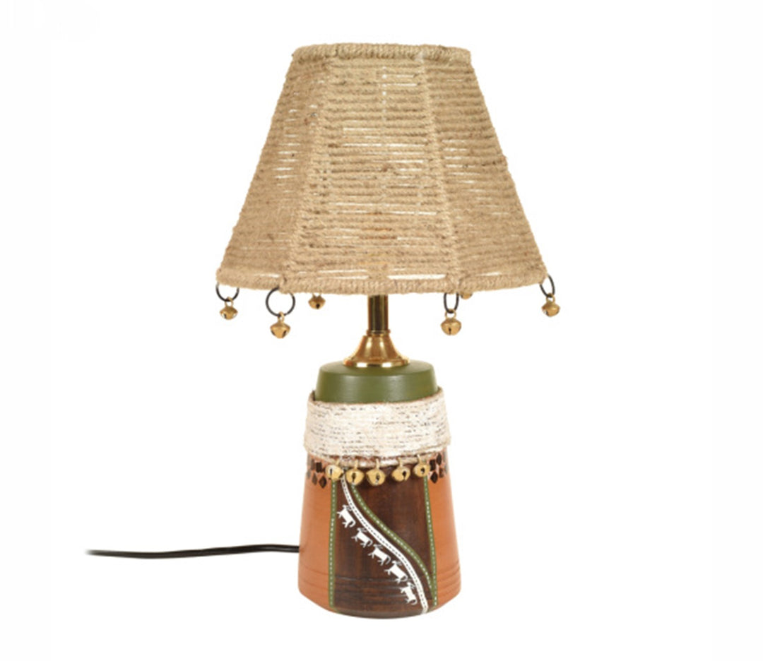 Hand-Knitted Jute Terracotta Table Lamp