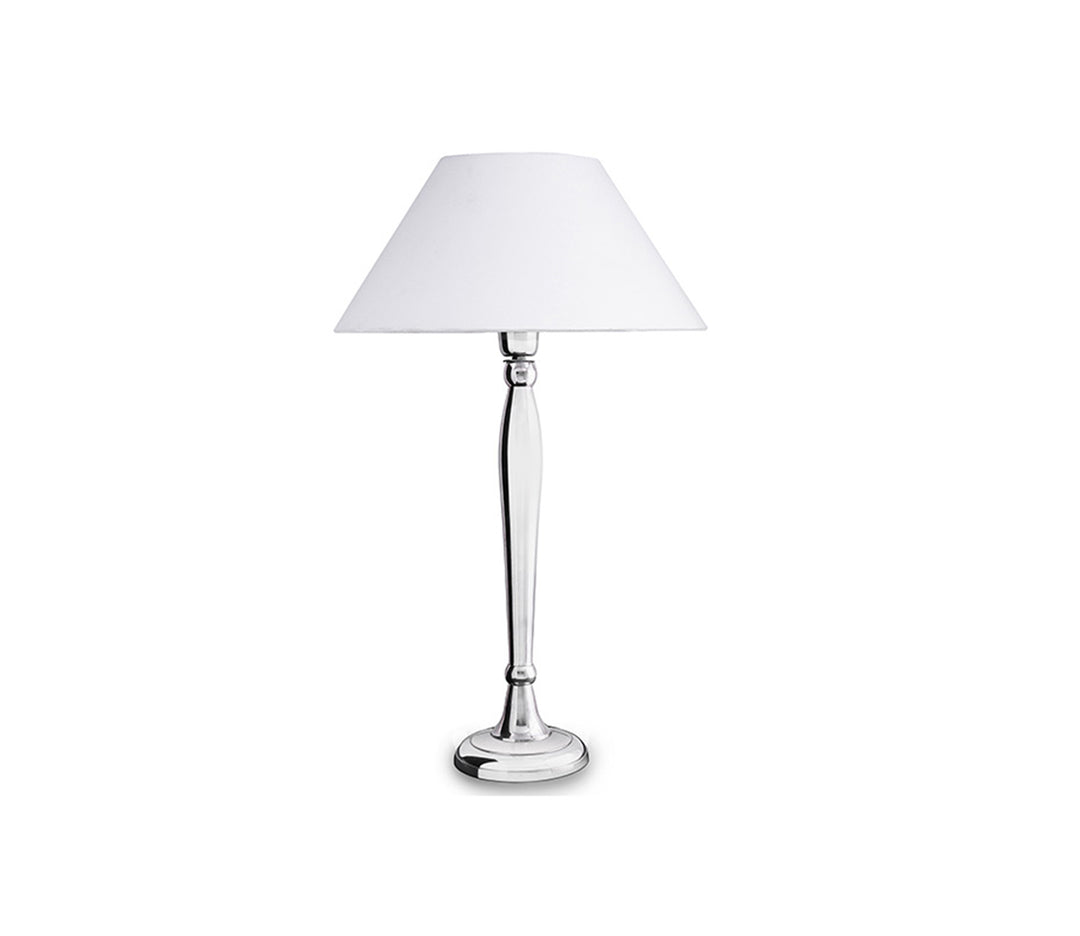 Royal Ovoid Chrome Table Lamp with White Cone Shade