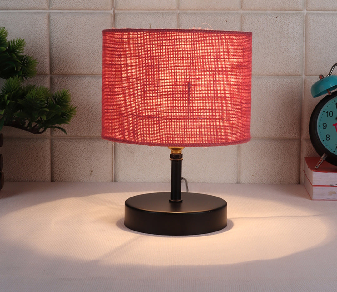Pink Table Lamp with Jute Shade (22.9 cm H)