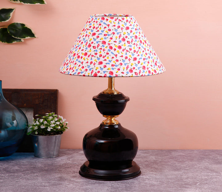 Table Lamp with Multicolored Fabric Shade