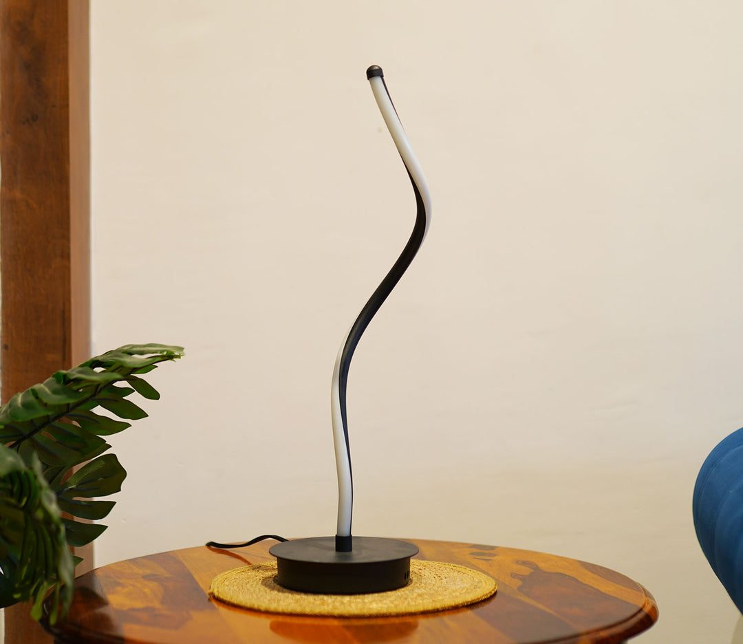 White Zig-Zag Metal LED Table Lamp