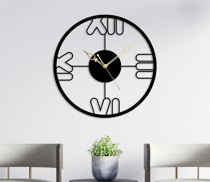 Sleek Black Metal Wall Clock