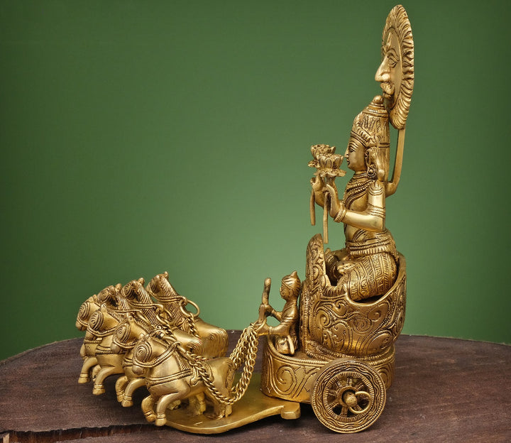 Majestic Brass Surya Rath Chariot Sculpture