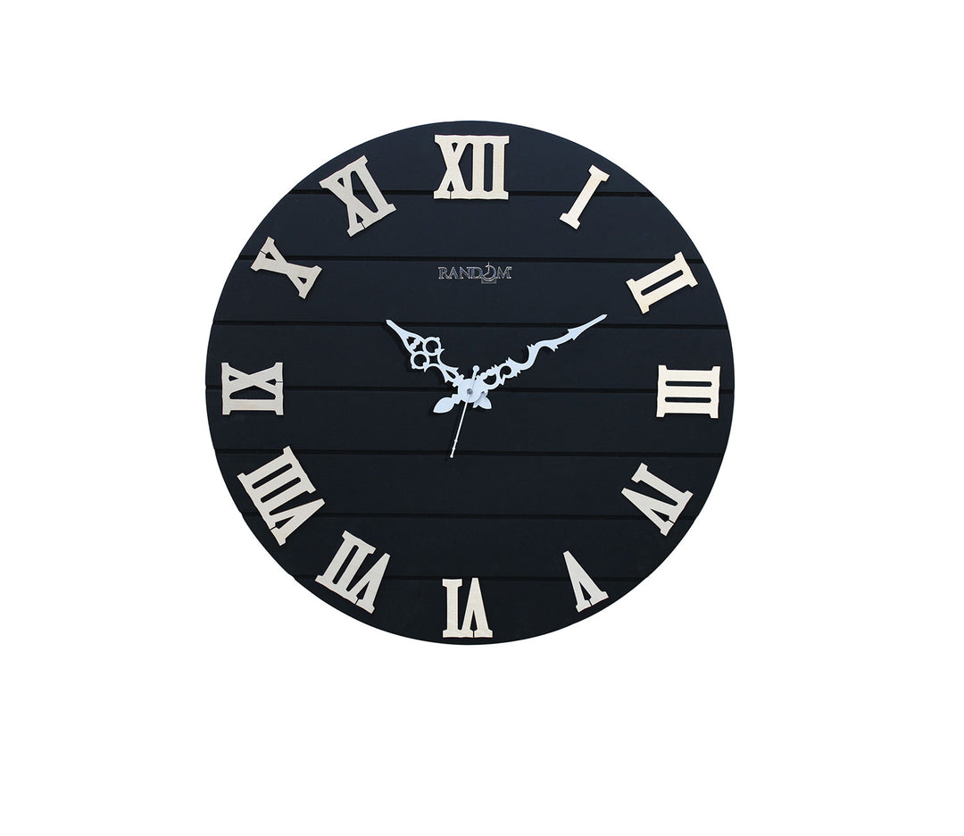 Large Wooden Wall Clock with Roman Numerals