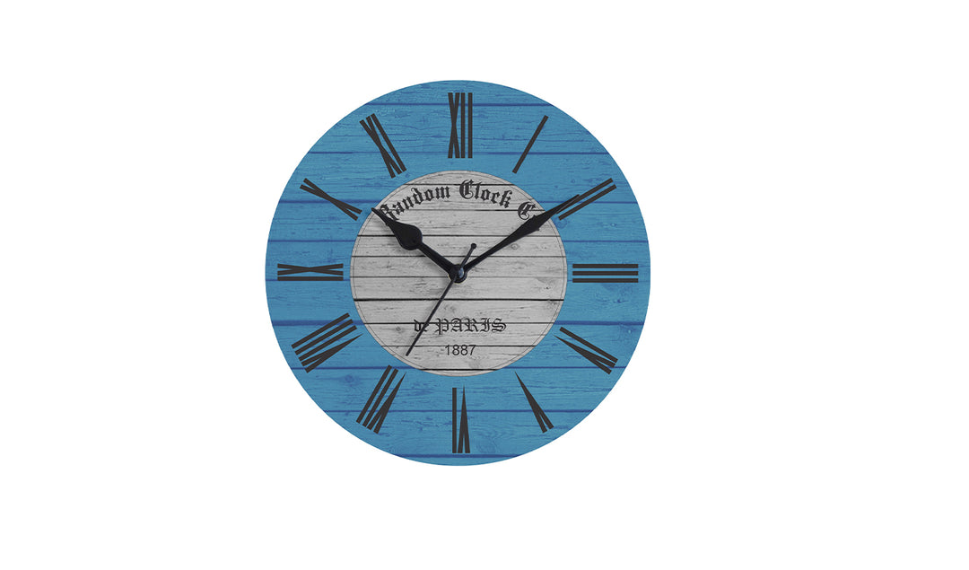 Rustic Blue Wooden Wall Clock