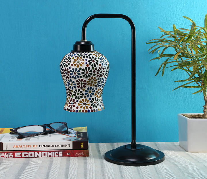 Multicolored Glass Table Lamp with Black Base