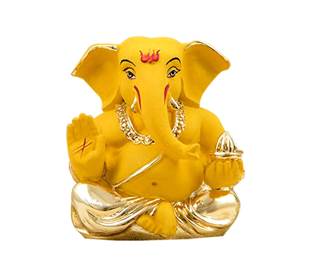 Captivating Mini Ganesha Idol in Gold and Yellow