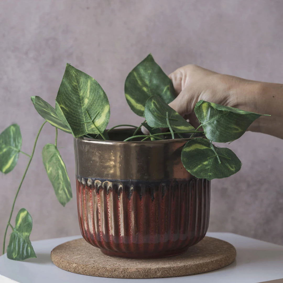 Colorful Ceramic Plant Pots | Brown Small Planter Pot