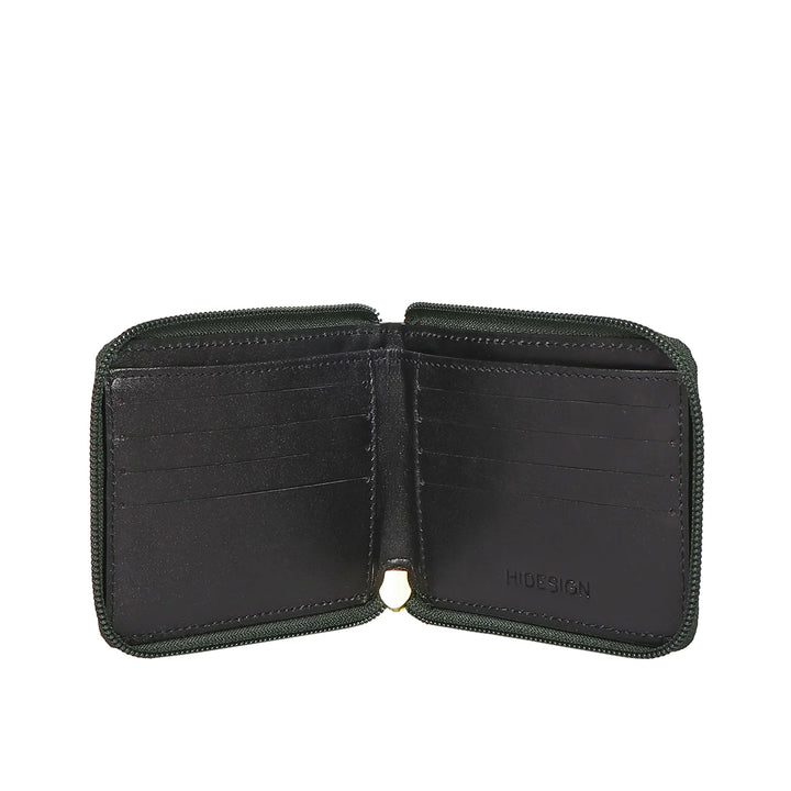Womens Blue Zip Around Leather Wallet | Embossed Zip-Around Wallet